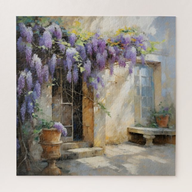 Eingang mit violetten Blumen (Vertikal)