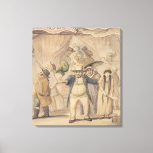 Eingang Pidcocks zum Ausstellungs-Zelt an einer Leinwanddruck