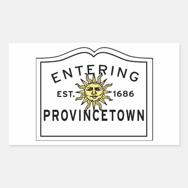 Eingang Provincetown Massachusetts Städtezeichen Rechteckiger Aufkleber (Vorderseite)