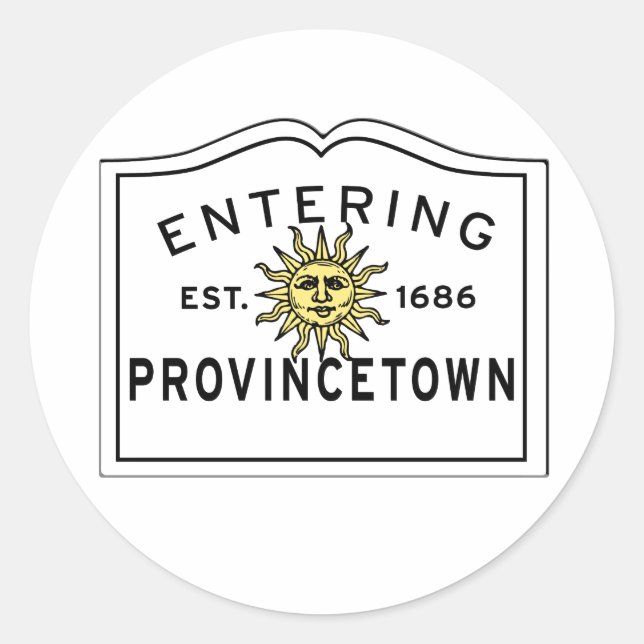 Eingang Provincetown Summer Sun Sign Classic Runder Aufkleber (Vorderseite)