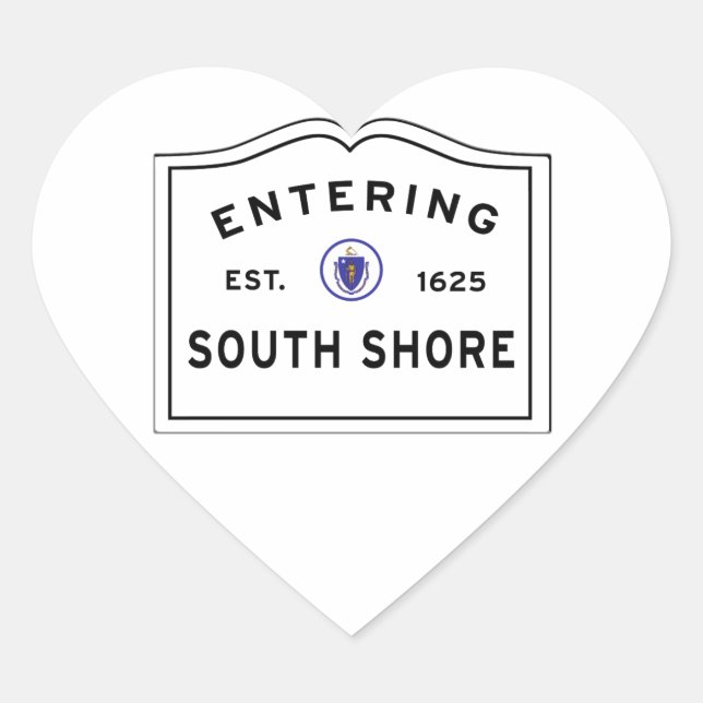 Eingang South Shore Boston Massachusetts Signage Herz-Aufkleber (Vorderseite)