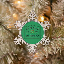 Eingang Stadt Massachusetts Westborough Schneeflocken Zinn-Ornament