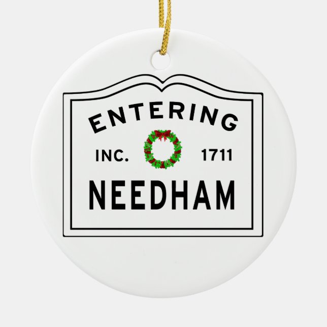 Eingang von Needham Massachusetts Keramik Ornament (Vorne)