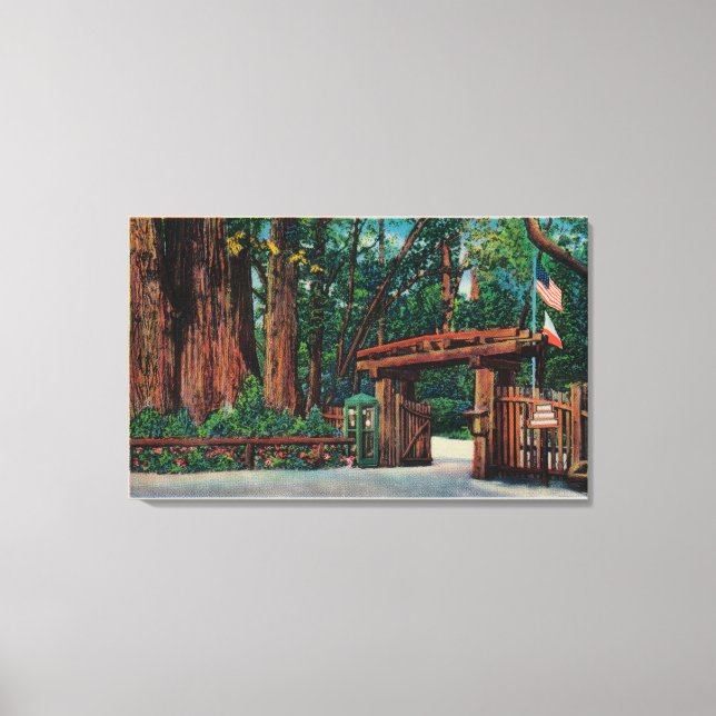 Eingang zum Big Trees Park, Santa Cruz Landkreis Leinwanddruck (Vorderseite)