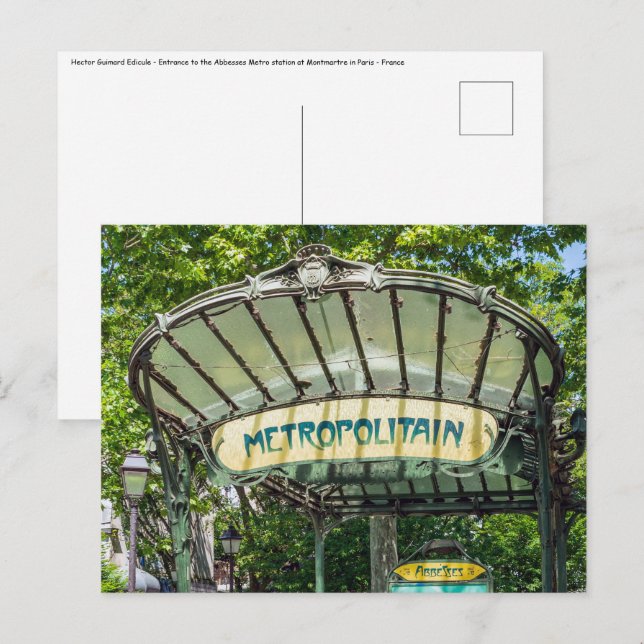 Eingang zur Metrostation Montmartre - Paris Postkarte (Vorne/Hinten)