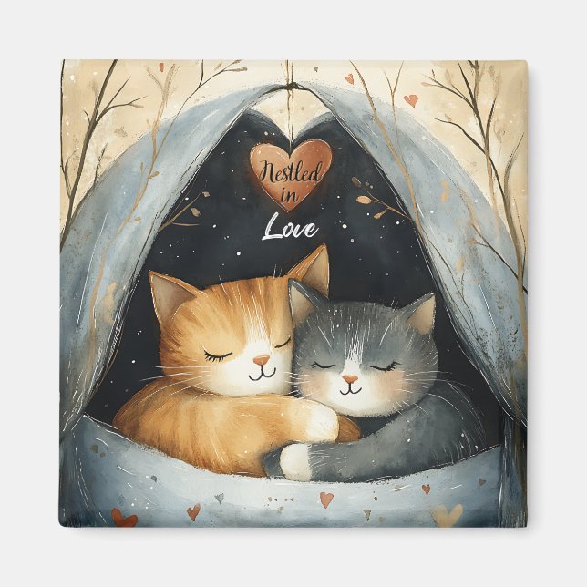 Eingebettet in die Liebe Kitty Cat Cuddles Illustr Magnet (Vorne)
