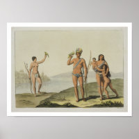 Eingeborene von Guyana (farbige Litho)