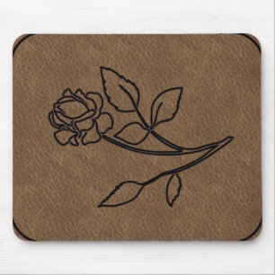 EINGEBRANNTES ROSEN-LEDER MousePad