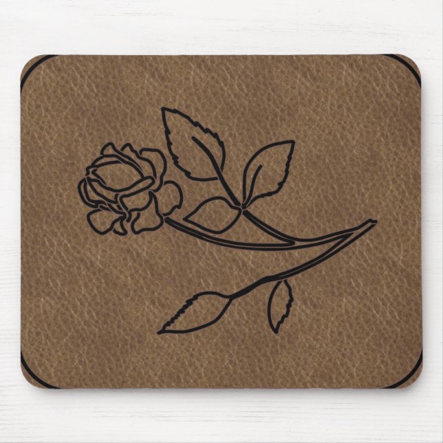 EINGEBRANNTES ROSEN-LEDER MousePad (Vorne)