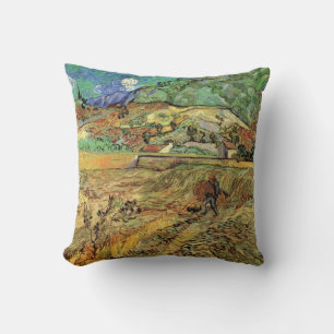 Eingefeld mit Bauer beim Weizen von Vincent van Go Kissen