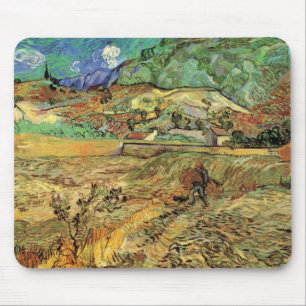 Eingefriedetes Weizenfeld mit Bauer bei Vincent va Mousepad