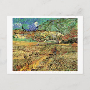 Eingefriedetes Weizenfeld mit Bauer, Vincent van G Postkarte