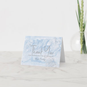 Eingefrorene Winter-Schneeflocke Blaue Babyparty Dankeskarte