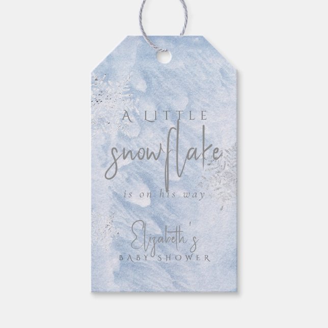 Eingefrorener Kleiner Schneeflocke Blau Junge Baby Geschenkanhänger (Vorderseite)