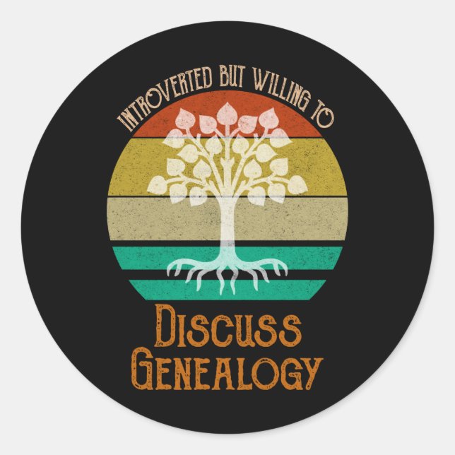 eingeführt, aber willens, Genealogie zu diskutiere Runder Aufkleber (Vorderseite)