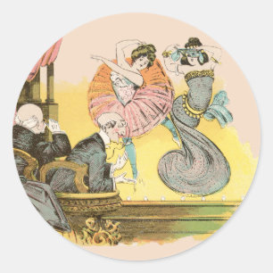 Eingehen in die Sehenswürdigkeiten. Runder Aufkleber