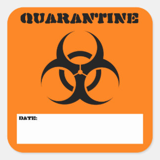 Eingehende Pakete mit Quarantänezeichen markieren Quadratischer Aufkleber