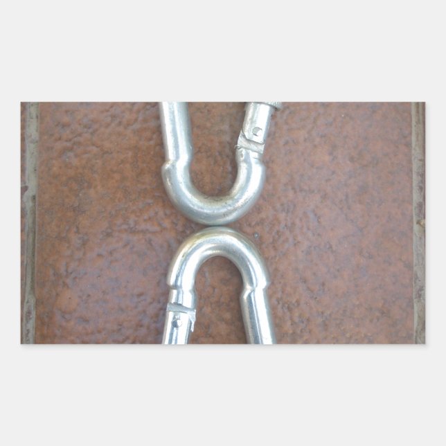 Eingeklemmt: Design der Stahlkarabiner-Verriegelun Rechteckiger Aufkleber (Vorderseite)