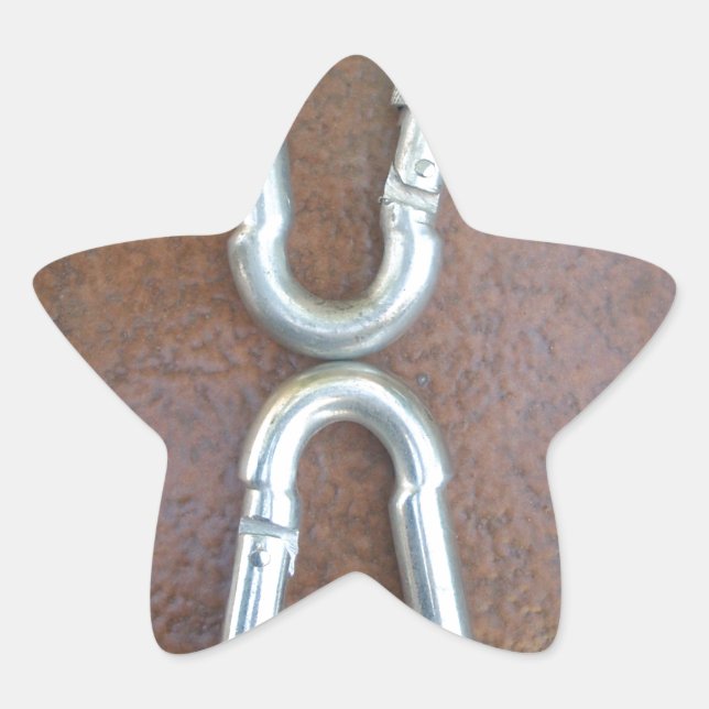 Eingeklemmt: Design der Stahlkarabiner-Verriegelun Stern-Aufkleber (Vorderseite)