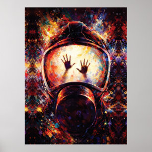 Eingeklemmte Hände Gasmaske Abstrakter Spritzer Poster
