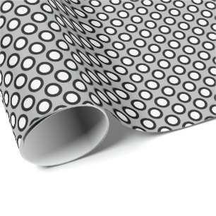 Eingekreiste Tupfen, Grau, Schwarzweiss Geschenkpapier