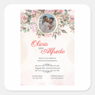 Eingeladen in die Widding Quadratischer Aufkleber