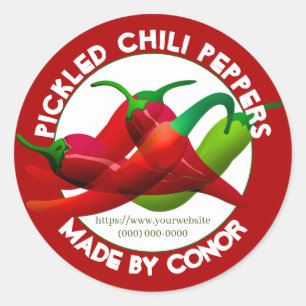 Eingelegte Chili-Schoten Kreis Klassischer Rund Au Runder Aufkleber