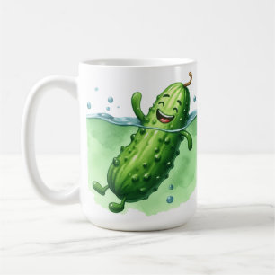 Eingelegter Gurken Schwimmen Kaffeetasse