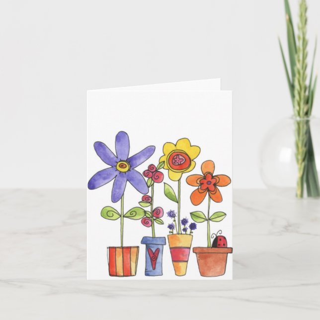 Eingemachte Blumen - Anmerkungs-Karte Karte (Vorderseite)