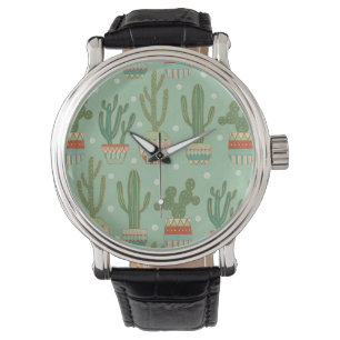 Eingemachtes Kaktus-Muster SüdwestGeo-Schritt-  Armbanduhr