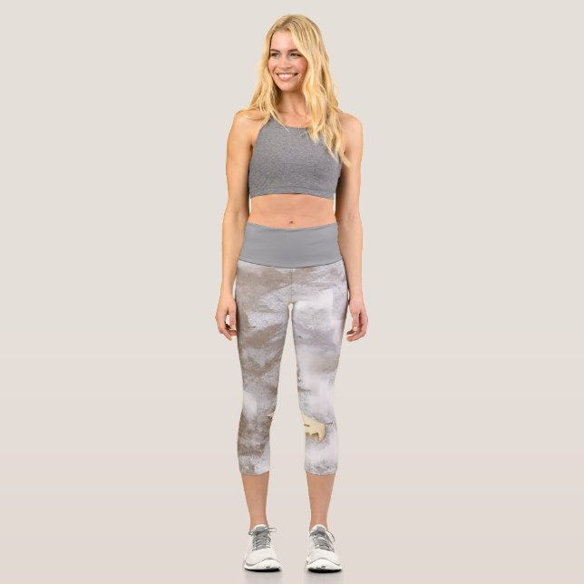 eingeprägte Blätter Capri Leggings (Vorderseite)