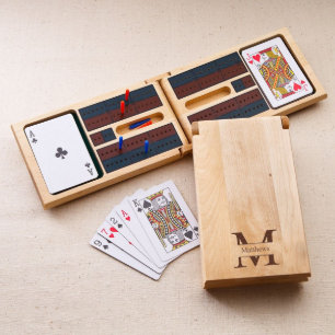 Eingeprägtes Monogramm-Birkenholz-Cribage-Spiel
