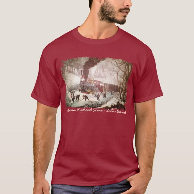 Eingeschneiter Zug Herren T-Shirt (Vorderseite)