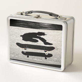 eingeschobenes Skateboard Metall Lunch Box