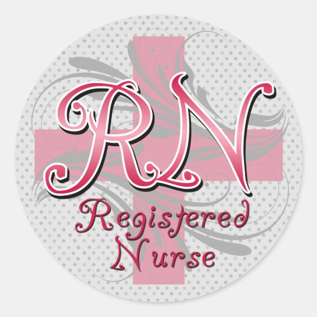 Eingeschriebene Krankenschwestern, rosa Wirbel Runder Aufkleber (Vorderseite)