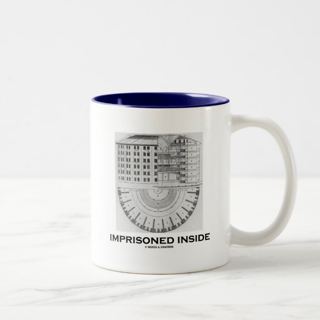 Eingesperrtes Innere (Jeremy Bentham Panopticon) Zweifarbige Tasse (Rechts)