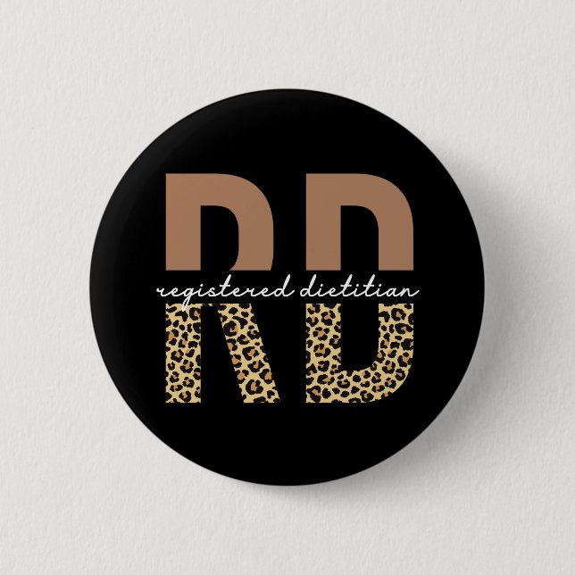 Eingetragene Dietitian Cheetah Print RD Geschenke Button (Vorderseite)