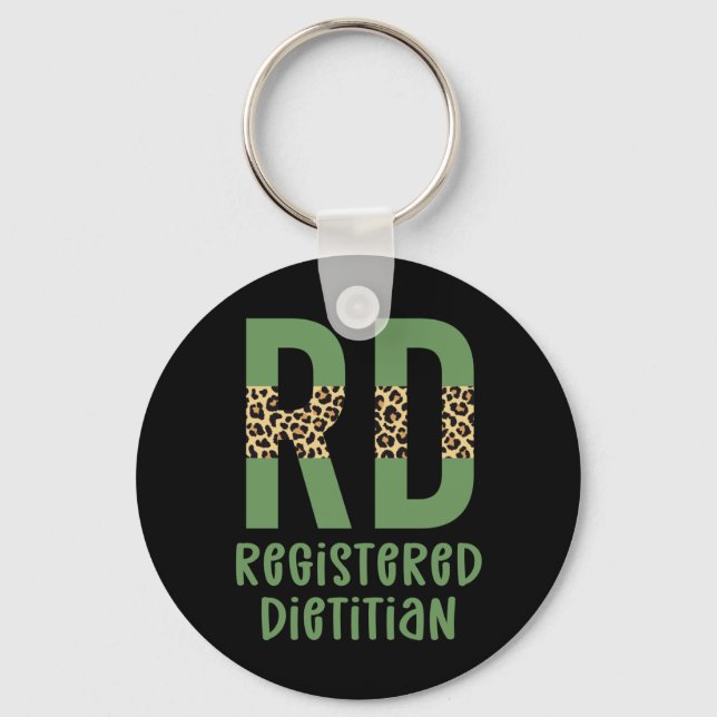 Eingetragene Dietitian Cheetah Print RD Geschenke Schlüsselanhänger (Vorderseite)