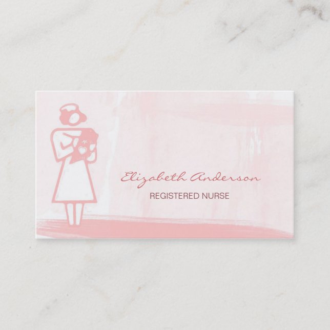 Eingetragene Krankenschwester Girly Pink Wasserfar Visitenkarte (Vorderseite)