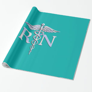 Eingetragene Krankenschwester RN Silver Caduceus a Geschenkpapier