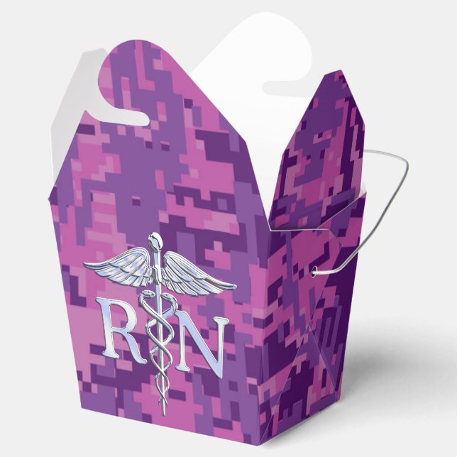 Eingetragene Krankenschwester RN Silver Caduceus a Geschenkschachtel (Geöffnet)