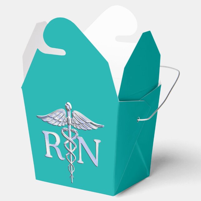 Eingetragene Krankenschwester RN Silver Caduceus a Geschenkschachtel (Geöffnet)