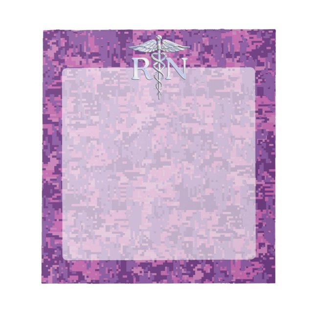 Eingetragene Krankenschwester RN Silver Caduceus a Notizblock (Vorderseite)