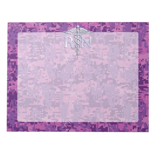 Eingetragene Krankenschwester RN Silver Caduceus a Notizblock (Vorderseite)