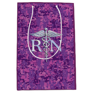 Eingetragene Krankenschwester Silver Caduceus Pink Mittlere Geschenktüte