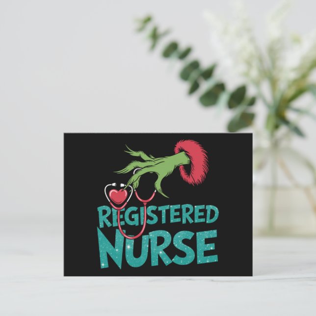 Eingetragene Krankenschwester Stethoscope Santa El Feiertagspostkarte (Stehend Vorderseite)