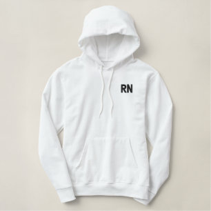 Eingetragener Krankenschwester RN White Black Bestickter Hoodie