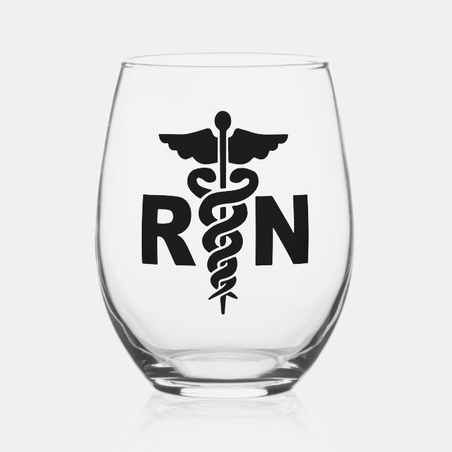 Eingetragenes Nurse RN Edelstahlglas Weinglas Ohne Stiel (Vorderseite)
