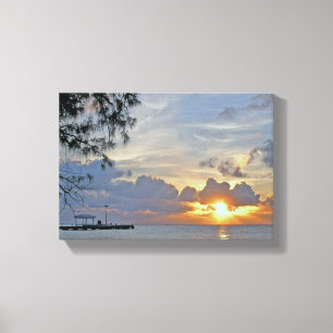 EINGEWICKELTE GLANZ-LEINWAND, "SONNENUNTERGANG AM LEINWANDDRUCK