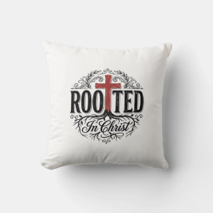 Eingewurzelt in Christus Vintage christliches Kreu Kissen